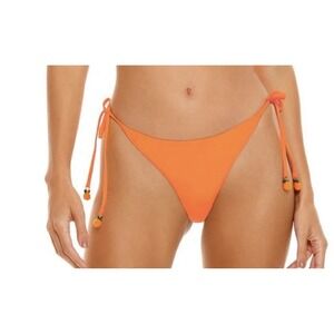 Agua Bendita Size Large Tammy Vita Solid Bikini Bottom Orange Crochet Side Tie